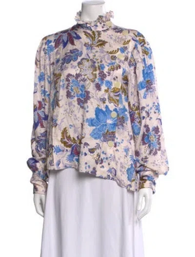 Pre-owned Isabel Marant Floral Print Long Sleeve Blouse In Purple