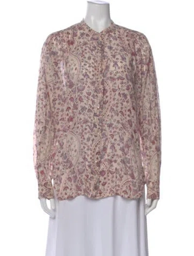 Pre-owned Isabel Marant Floral Print Long Sleeve Blouse In Purple