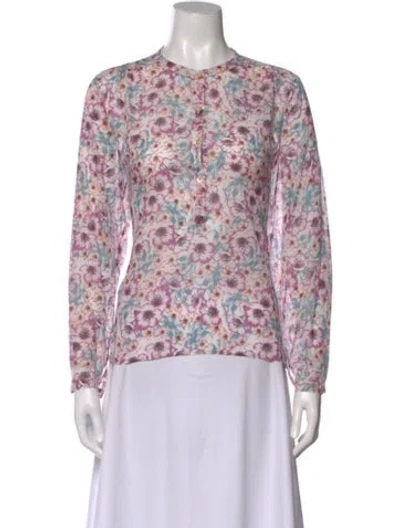 Pre-owned Isabel Marant Floral Print Long Sleeve Blouse In Purple