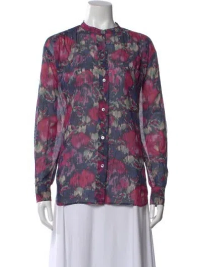 Pre-owned Isabel Marant Floral Print Long Sleeve Blouse In Purple