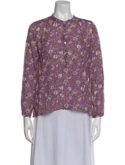 Pre-owned Isabel Marant Floral Print Long Sleeve Blouse In Purple