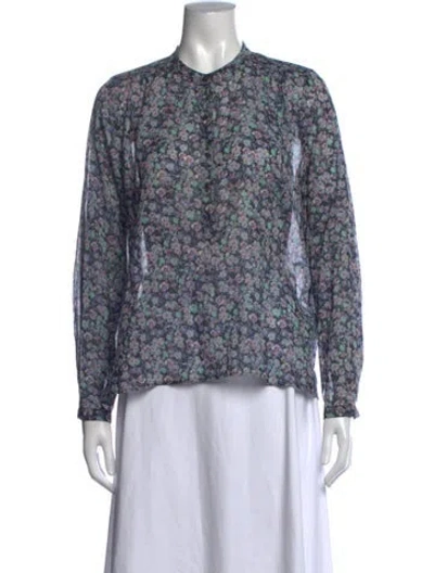 Pre-owned Isabel Marant Floral Print Long Sleeve Blouse In Purple