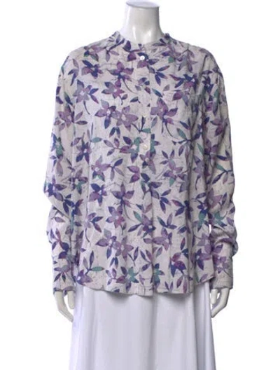 Pre-owned Isabel Marant Floral Print Long Sleeve Blouse In Purple