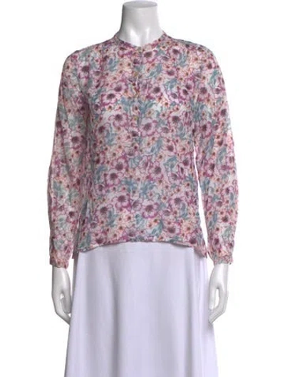 Pre-owned Isabel Marant Floral Print Long Sleeve Blouse In Purple
