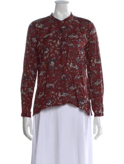 Pre-owned Isabel Marant Floral Print Long Sleeve Blouse In Red