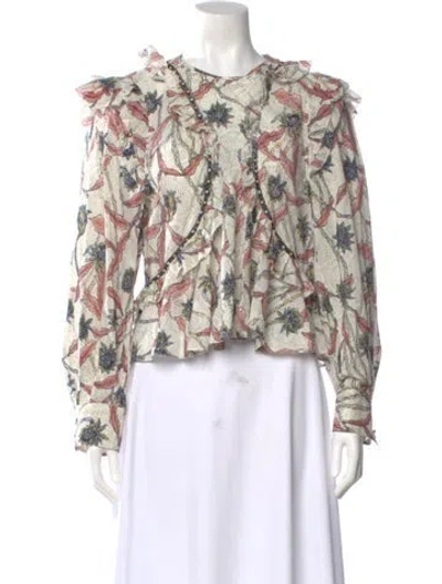Pre-owned Isabel Marant Floral Print Long Sleeve Blouse W/ Tags In Neutral