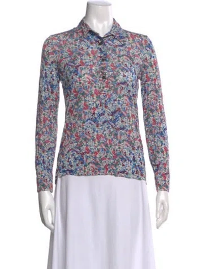 Pre-owned Isabel Marant Floral Print Long Sleeve Top In Blue