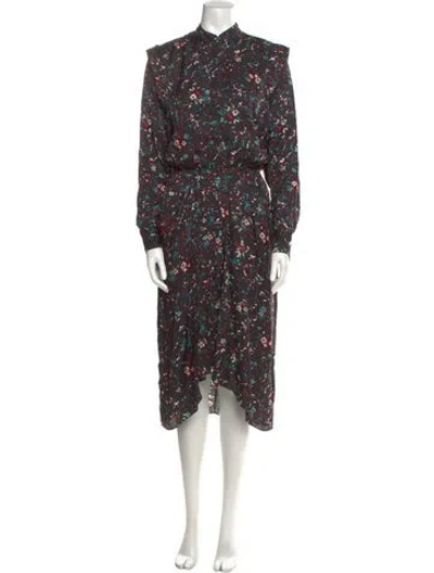 Pre-owned Isabel Marant Floral Print Midi Length Dress In Black