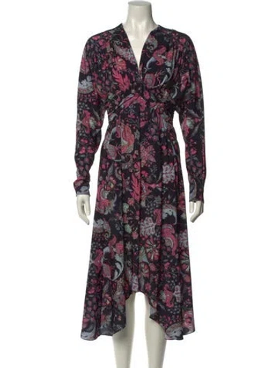 Pre-owned Isabel Marant Floral Print Midi Length Dress In Black