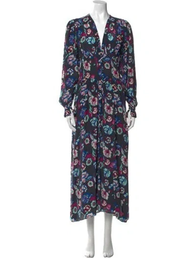 Pre-owned Isabel Marant Floral Print Midi Length Dress In Black