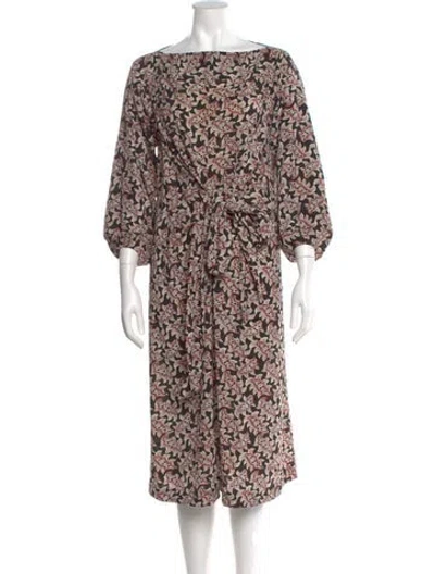 Pre-owned Isabel Marant Floral Print Midi Length Dress In Black
