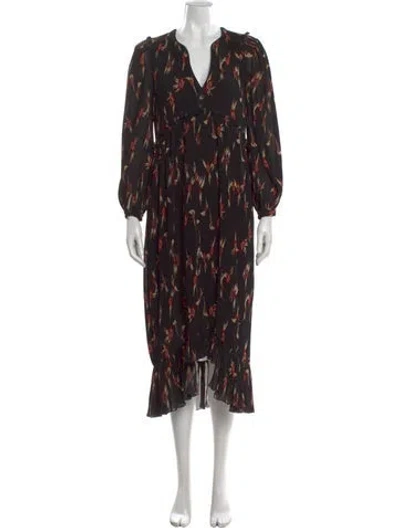 Pre-owned Isabel Marant Floral Print Midi Length Dress In Black