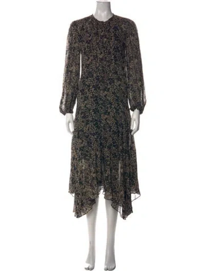 Pre-owned Isabel Marant Floral Print Midi Length Dress In Black