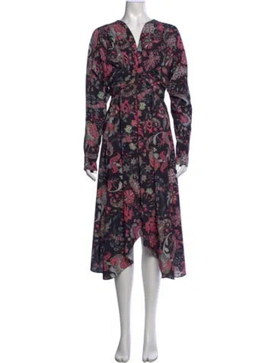 Pre-owned Isabel Marant Floral Print Midi Length Dress In Black