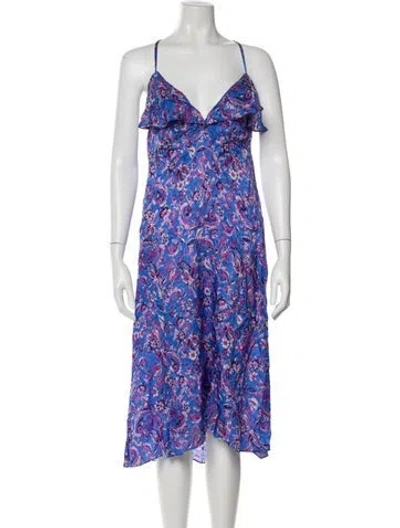 Pre-owned Isabel Marant Floral Print Midi Length Dress In Blue