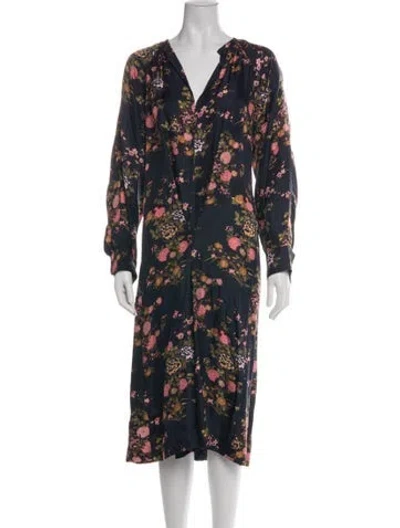 Pre-owned Isabel Marant Floral Print Midi Length Dress In Blue