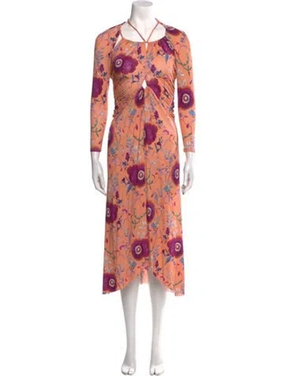 Pre-owned Isabel Marant Floral Print Midi Length Dress In Orange