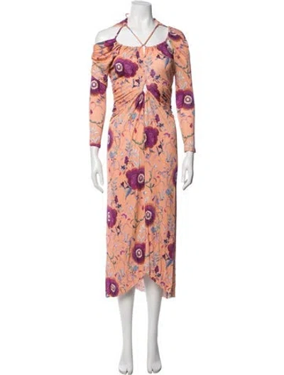Pre-owned Isabel Marant Floral Print Midi Length Dress In Orange