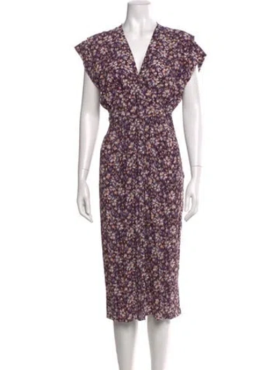 Pre-owned Isabel Marant Floral Print Midi Length Dress In Purple
