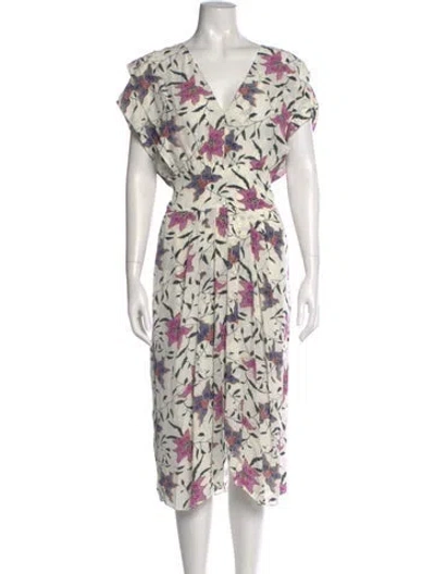 Pre-owned Isabel Marant Floral Print Midi Length Dress In Purple