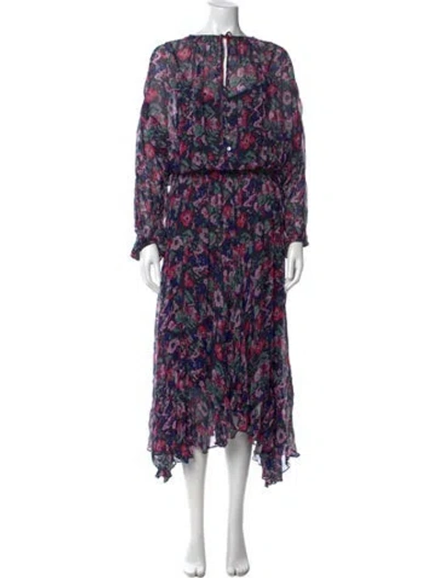 Pre-owned Isabel Marant Floral Print Midi Length Dress In Purple