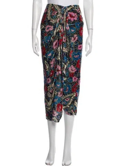 Pre-owned Isabel Marant Floral Print Midi Length Skirt In Black/blue/green