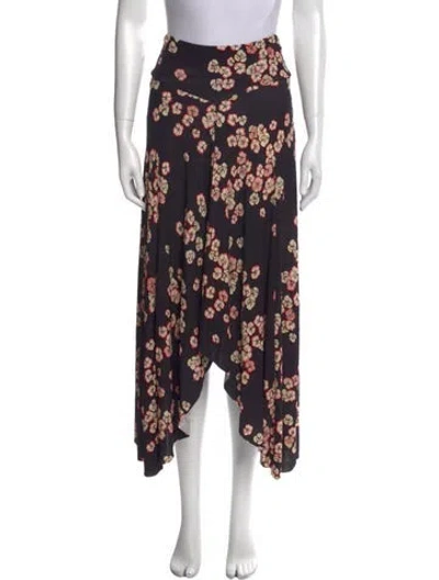 Pre-owned Isabel Marant Floral Print Midi Length Skirt In Purple