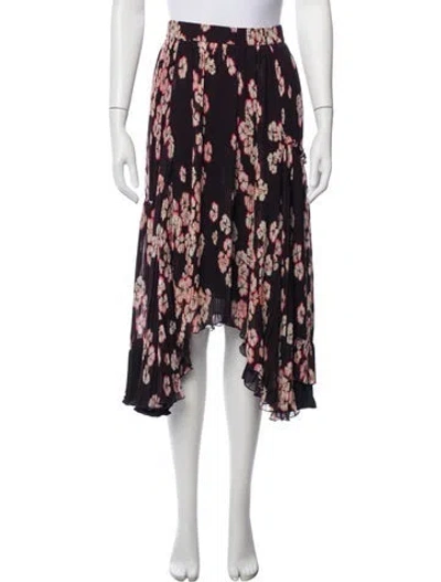 Pre-owned Isabel Marant Floral Print Midi Length Skirt In Purple