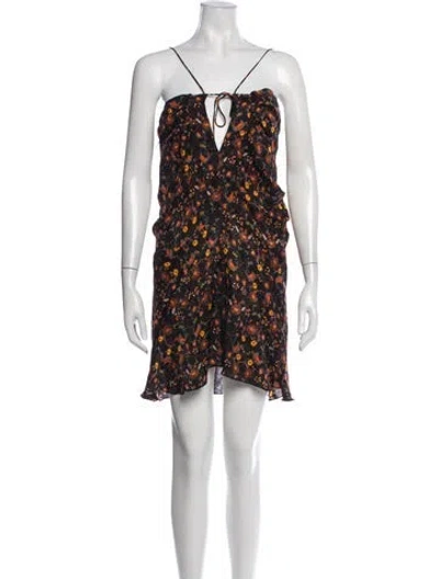 Pre-owned Isabel Marant Floral Print Mini Dress In Black