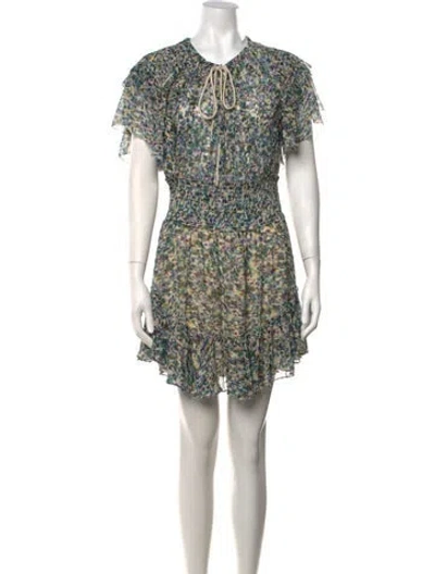 Pre-owned Isabel Marant Floral Print Mini Dress In Blue