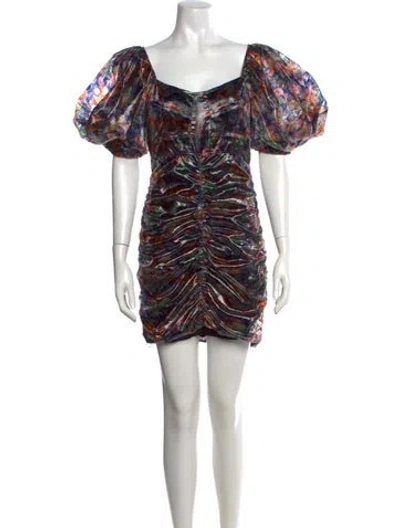 Pre-owned Isabel Marant Floral Print Mini Dress In Blue/metallic