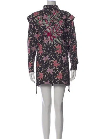 Pre-owned Isabel Marant Floral Print Mini Dress In Gray