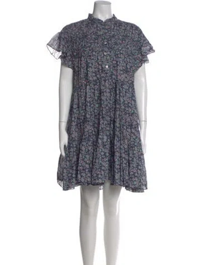 Pre-owned Isabel Marant Floral Print Mini Dress In Purple