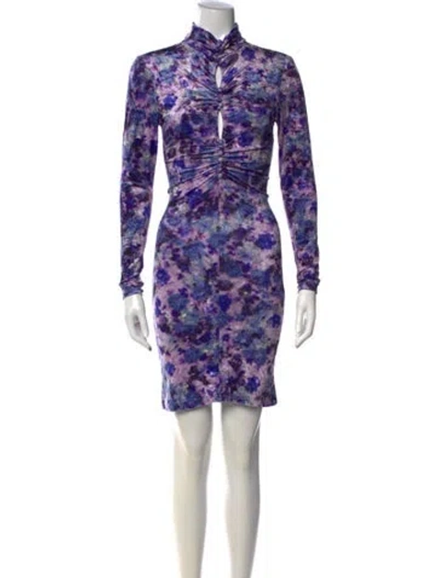 Pre-owned Isabel Marant Floral Print Mini Dress In Purple