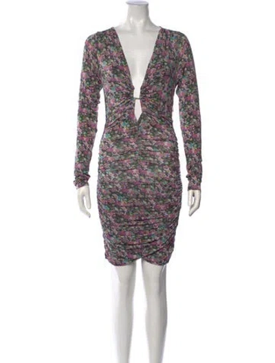 Pre-owned Isabel Marant Floral Print Mini Dress In Purple