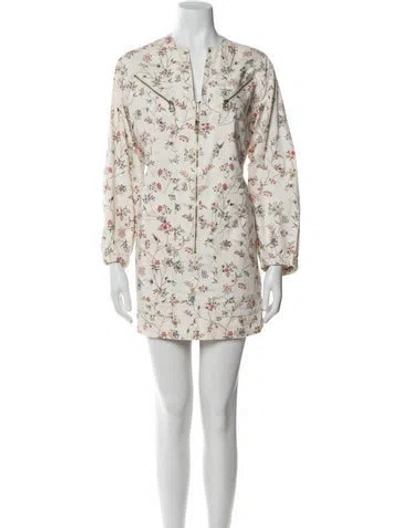 Pre-owned Isabel Marant Floral Print Mini Dress In White