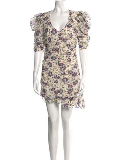 Pre-owned Isabel Marant Floral Print Mini Dress In White