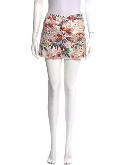 Pre-owned Isabel Marant Floral Print Mini Shorts In White