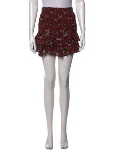 Pre-owned Isabel Marant Floral Print Mini Skirt In Burgundy