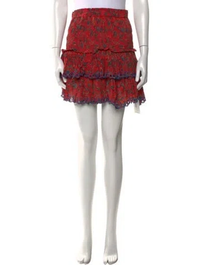 Pre-owned Isabel Marant Floral Print Mini Skirt In Red