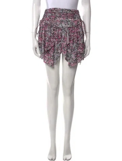 Pre-owned Isabel Marant Floral Print Mini Skirt W/ Tags In Pink