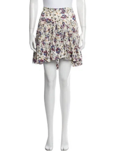 Pre-owned Isabel Marant Floral Print Mini Skirt In White