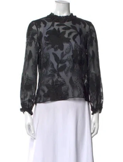 Pre-owned Isabel Marant Floral Print Mock Neck Blouse In Black