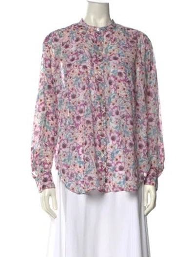 Pre-owned Isabel Marant Floral Print Mock Neck Blouse In Pink