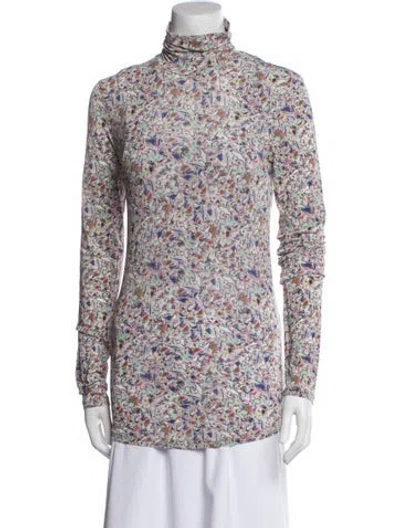 Pre-owned Isabel Marant Floral Print Mock Neck Tunic In Blue