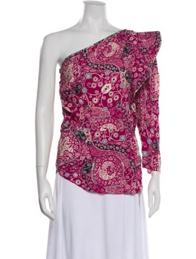 Pre-owned Isabel Marant Floral Print One-shoulder Blouse In Pink