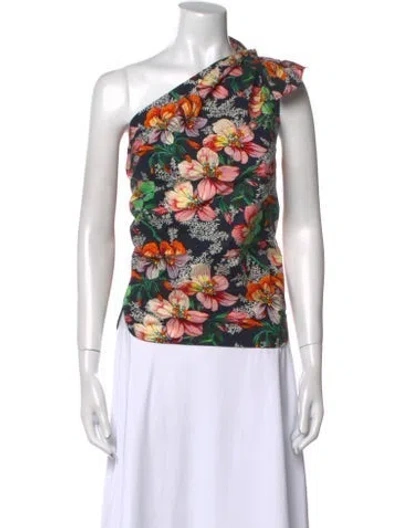 Pre-owned Isabel Marant Floral Print One-shoulder Top In Multi