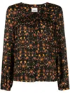 Isabel Marant Floral-print Round-neck Blouse In Black