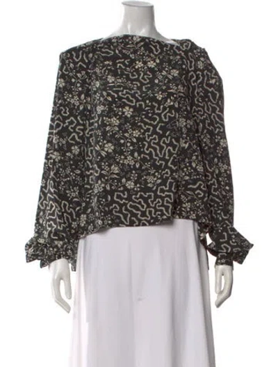 Pre-owned Isabel Marant Floral Print Scoop Neck Blouse In Black