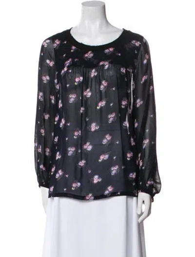 Pre-owned Isabel Marant Floral Print Scoop Neck Blouse In Blue